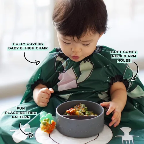 Vista 2 de grabease Allover Waterproof Bib for Self-Feeding Infants and Toddlers, Machine Washable, Ages 6-24 Months Verde bosque