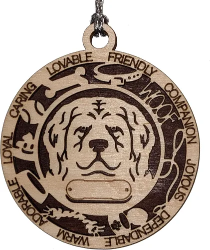 Vista 183 de Adorno de Navidad personalizado para perro Cavalier King Charles Spaniel, redondo de 3 pulgadas, madera cortada con láser de 2 capas, nombre y texto