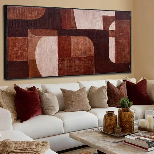 Vista 22 de Arte de pared blanco texturizado, arte abstracto gris, imágenes modernas enmarcadas grandes, pintura al óleo de paisaje ondulado, 24 x 48 pulgadas
