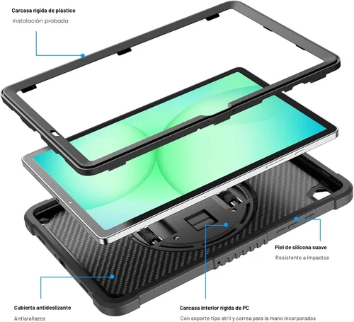 Vista 4 de ZtotopCases Funda resistente a prueba de golpes con protector de pantalla para Samsung Galaxy Tab A11+ Plus/A9+ de 11 pulgadas 2025/2023, color negro