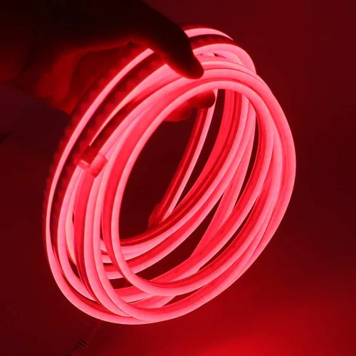 Vista 3 de Mini luces LED de neón, CC de 12 V, tira de luces flexibles impermeables de 12 V, 2835 120 LEDs/M, para decoración de iluminación ambiental y Rojo