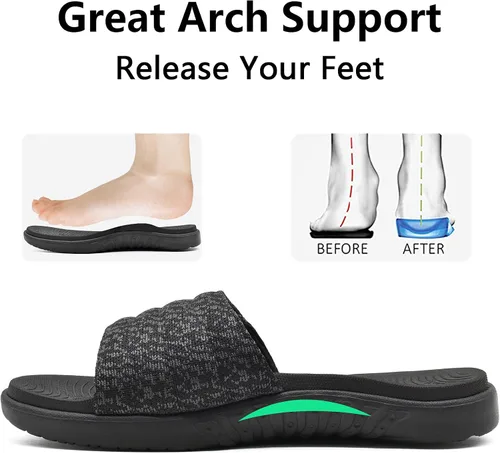 Vista 2 de ONCAI Sandalias deportivas para hombre con puntera abierta, correas ajustables, ortopédicas para fascitis plantar, con plantilla de soporte de arco