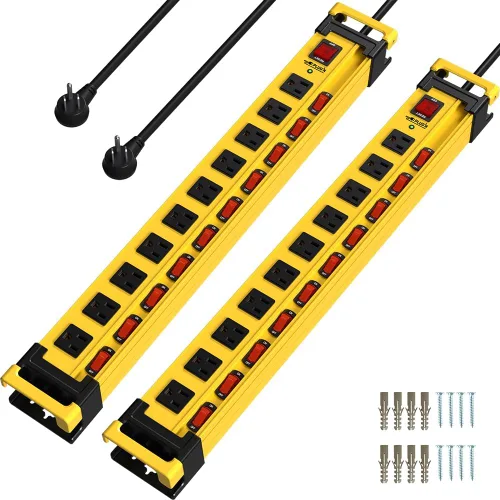 Vista 10 de Plug'n Regleta de Corriente Larga de 8 Tomas, Protector contra Sobretensiones de 2700J con Interruptores Individuales, Ampliamente Espaciada