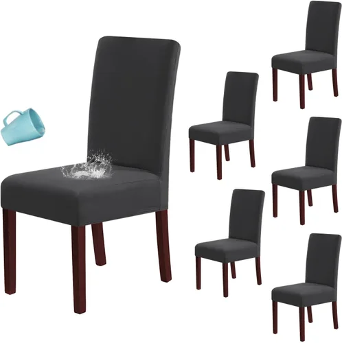 Vista 16 de H.VERSAILTEX Juego de 4 fundas 100% impermeables para sillas de comedor, fundas elásticas para sillas de comedor, fundas protectoras para sillas
