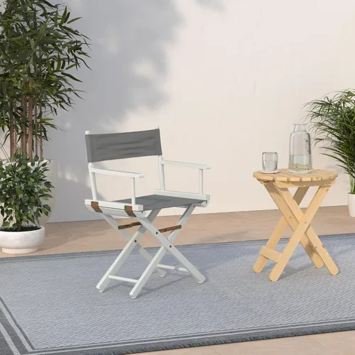 Vista 2 de Casual Home - Silla de director de 18.0 in, marco blanco con lona gris