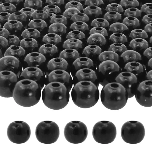 Vista 75 de Mandala Crafts - 2000 cuentas de madera redondas pequeñas de 6 mm para manualidades, suministros de macramé - cuentas de madera natural negra sin