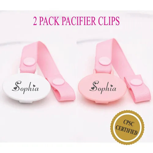 Vista 3 de Chupete personalizado con nombre, paquete de 2, rosa (0-6 meses)