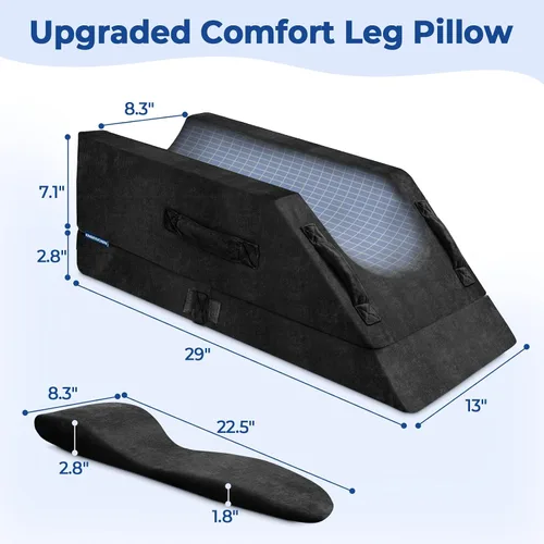 Vista 4 de KingPavonini Almohadas de elevación de piernas ajustables de 4 alturas para después de la cirugía con curva ergonómica, almohada de cuña de espuma