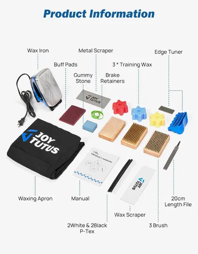 Vista 2 de JOYTUTUS Professional Ski & Snowboard Tuning and Waxing Kit - Complete All-in-One Set with Wax Iron, All Temperature Wax, Edge Tuner, Brush