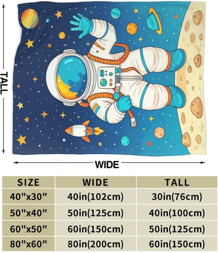 Vista 3 de Manta de Astronauta Manta de Astronauta Acogedora y Cálida Hombre del Espacio Manta de Vellón Suave Esponjosa de Felpa Manta Ligera Suave Decoración