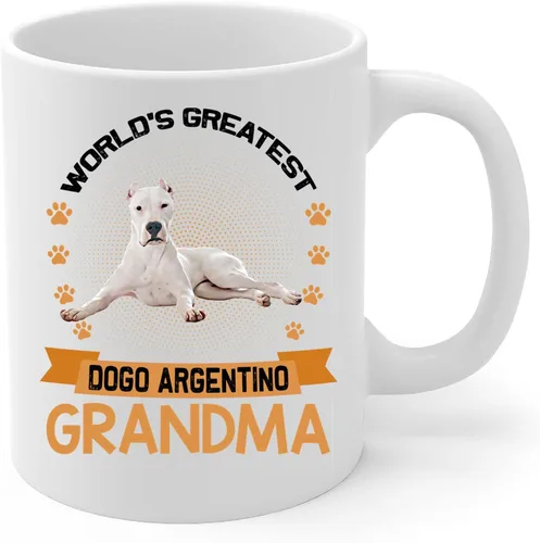 Vista 2 de World's Greatest Lying Dogo Argentino Dog Grandma Regalos para mujeres Divertida taza de café de cerámica blanca Taza de té de cerámica blanca 11oz
