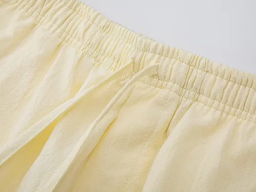 Vista 5 de YKB Pantalones cortos de lino para hombre, de algodón, casuales, ligeros, para entrenamiento, gimnasio, yoga, pantalones cortos para hombres