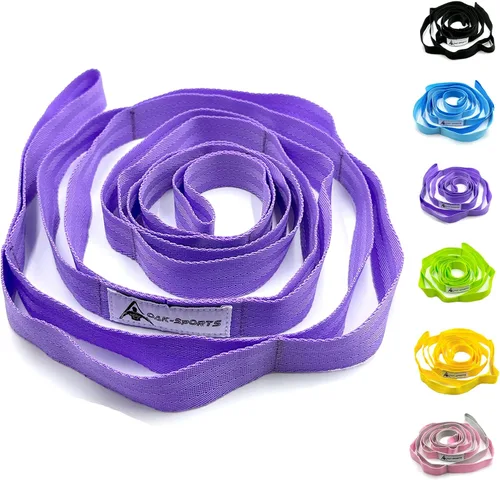 Vista 19 de Correa de estiramiento con bucles para yoga, correa de estiramiento para terapia física, correa de ejercicio no elástica para pilates, danza