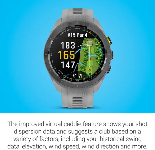 Vista 5 de Garmin Approach S70 Reloj Inteligente de Golf Mapas CourseView a Todo Color con Pantalla AMOLED Ejecución Avanzada de Tiros y Alineación de Putt