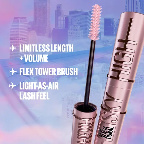 Vista 4 de Maybelline Lash Sensational Sky High - Máscara de pestañas lavable y lápiz líquido Hyper Easy New York Hyper Easy delineador de ojos impermeable