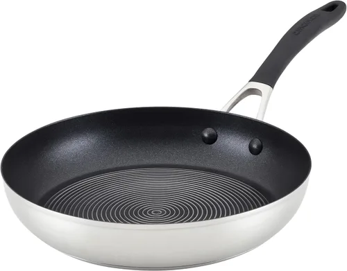 Vista 13 de Circulon SteelShield - Sartén con tapa y tecnología híbrida SteelShield de acero inoxidable y antiadherente, 3 cuartos de galón, acero inoxidable