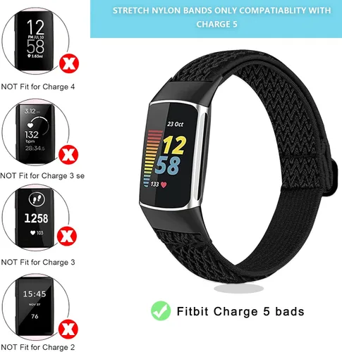 Vista 2 de Bandas elásticas compatibles con Fitbit Charge 5 bandas para mujeres y hombres, correas elásticas ajustables, accesorios de repuesto para Fitbit