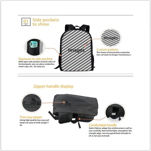 Vista 3 de Forchrinse Colorida mochila con estampado de galaxias y hongos para niños, mochila escolar casual, bolsa de almuerzo, estuche para lápices, juego