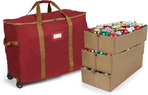 Vista 64 de Covermates Keepsakes Bolsa de almacenamiento ajustable para adornos, con asas de transporte, protección acolchada, ruedas dobles, almacenamiento