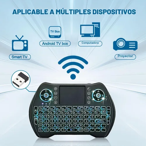 Vista 4 de EASYTONE Mini teclado inalámbrico retroiluminado con panel táctil y mouse combinado con batería recargable de iones de litio teclas multimedia