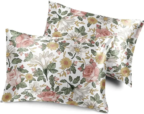 Vista 8 de Sweet Jojo Designs Juego de 2 fundas de almohada de satén (floral bohemio gris) para niñas, cabello y piel, suaves, sedosas, brillantes