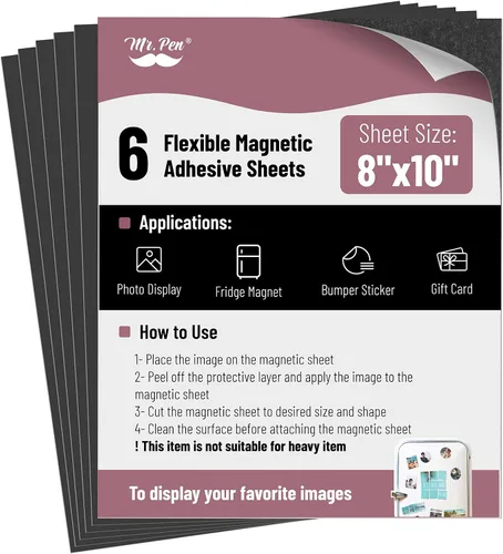 Vista 23 de Mr. Pen - Hojas magnéticas adhesivas, 2" x 3", paquete de 45, hoja magnética, papel magnético, hojas de papel magnético, hojas magnéticas