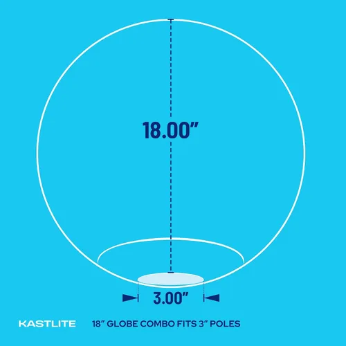 Vista 3 de KASTLITE - Combo de globo de poste blanco de 18 pulgadas, clips de ala blanca, bombilla LED de 5000 K Outdoor Fixture for Yard, Driveway, Street