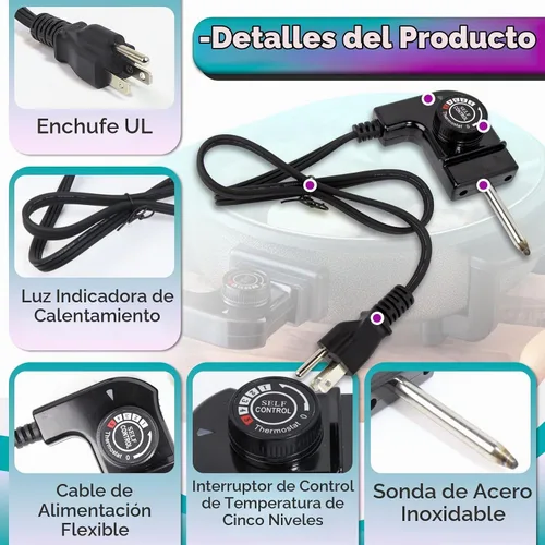 Vista 5 de Cable de sonda de termostato ajustable para ahumadores y planchas