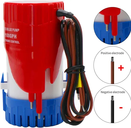 Vista 2 de MAKERELE Bomba de sentina automática para barcos 12 V 1100 GPH Bomba de agua de sentina sumergible automática para barcos con interruptor