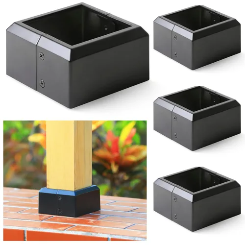 Vista 14 de Paquete de 4 cubiertas de base de poste de cubierta de aleación de aluminio (base de poste de 1 x 1 pulgada x 3.35 pulgadas), para pasamanos, Blanco