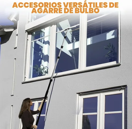 Vista 6 de Poste de extensión telescópico de 4-18 pies con punta de metal universal Negro
