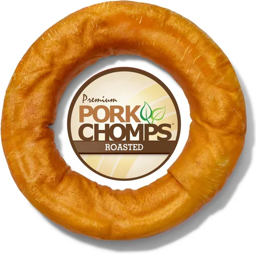 Vista 11 de Pork Chomps Masticable de piel de cerdo horneada para perros, rollo de 8 pulgadas, 1 unidad (paquete de 3)