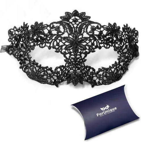 Vista 27 de Masquerade Mask for Couples Women and Men - 3 Pack Venetian Gold and Black Lace, Mardi Gras Mask