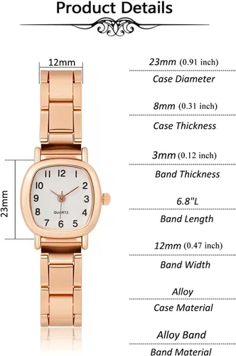 Vista 5 de Top Plaza Reloj de esfera con números arábigos cuadrados vintage para mujer de fácil lectura