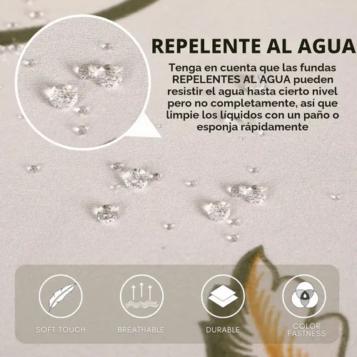 Vista 2 de SearchI Juego de 4 fundas de asiento para sillas de comedor repelentes al Flor roja beige
