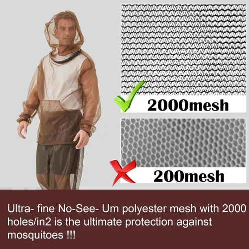 Vista 2 de Aventik Chaqueta de mosquito, pantalones de mosquito, traje de mosquito, malla que no se transparenta, súper ligera, mantiene la seguridad fresca