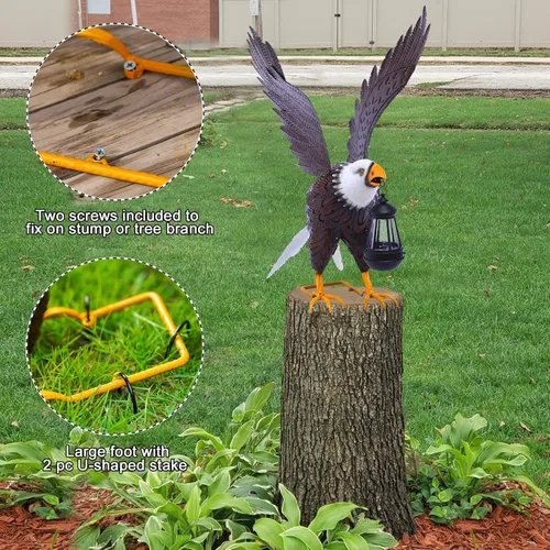 Vista 5 de Nacome Estatuas grandes de metal de águila calva para exteriores, decoraciones de patio, esculturas y estatuas de jardín al aire libre, regalos