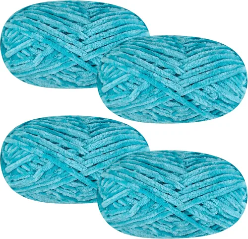 Vista 28 de 4 piezas de 400g de hilo de terciopelo chenilla suave para tejer a ganchillo, hilo esponjoso y cálido para tejer y ganchillo, manualidades DIY Rosa