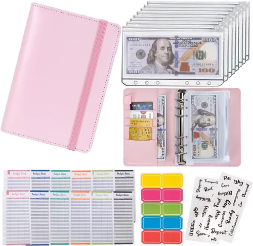Vista 14 de NICOOTH Carpeta de Presupuesto con Sobres de Efectivo A6 Carpeta para Ahorrar Dinero con Sobres con Cremallera (A6 Verde)
