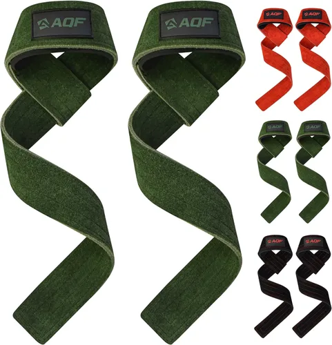 Vista 10 de AQF Leather Weight Lifting Straps, Heavy Duty Wrist Strap for Powerlifting Negro