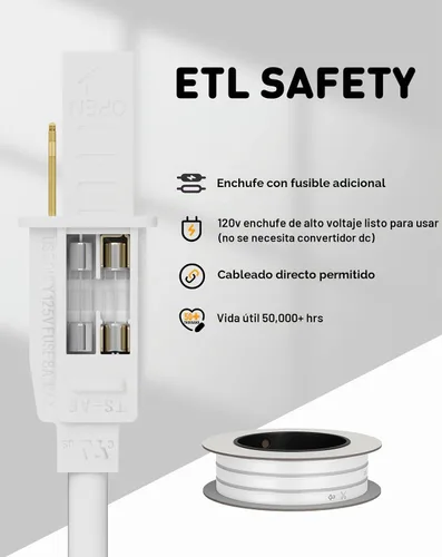 Vista 5 de luces LED de cuerda AC 120V, tira de neón eco de 120 LED/m sin puntos, conectable y cortable, ETL IP65 impermeable y resistente al clima