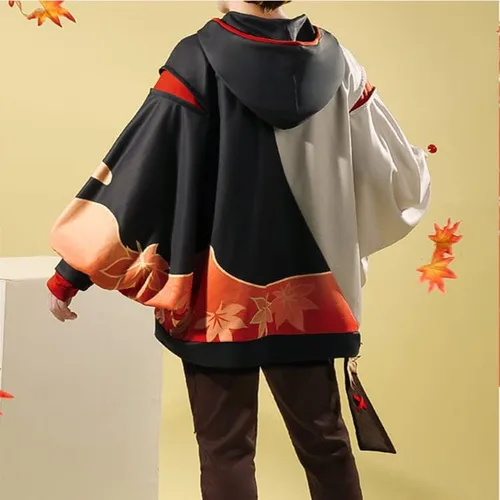 Vista 4 de Anime Genshin Impact Kaedehara Kazuha - Sudadera con capucha en 3D, conjunto completo con capucha de anime, disfraz de cosplay