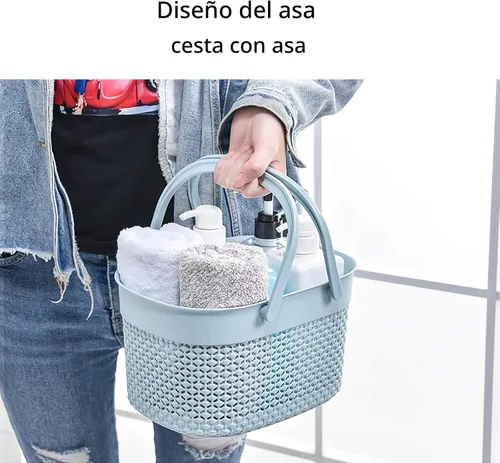Vista 4 de rejomiik - Cesta portátil para ducha, organizador de plástico con asas, bolsa de aseo para baño, artículos esenciales para dormitorio universitario
