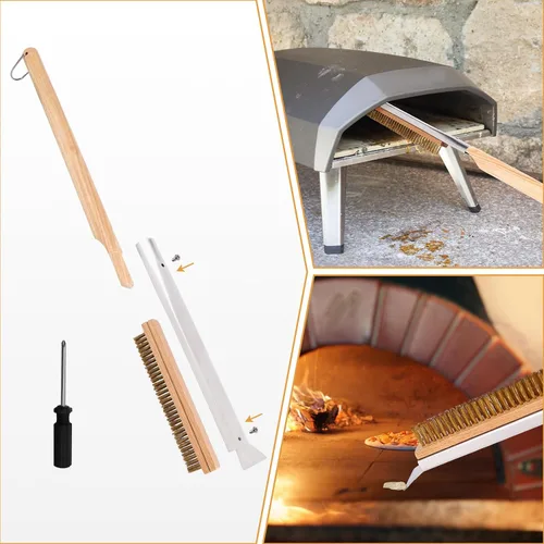Vista 8 de Kit de accesorios para horno de pizza de 4 piezas, incluye cáscara de pizza perforada de 12 pulgadas, cáscara redonda de torneado de pizza de 9