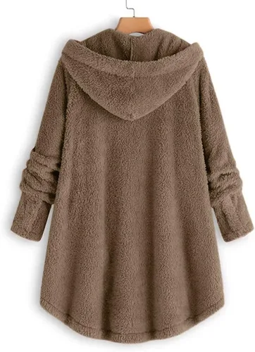 Vista 2 de QUFECH Abrigos de invierno para mujer, abrigo de invierno de felpa de manga larga, abrigo cálido con capucha para mujer, 2022
