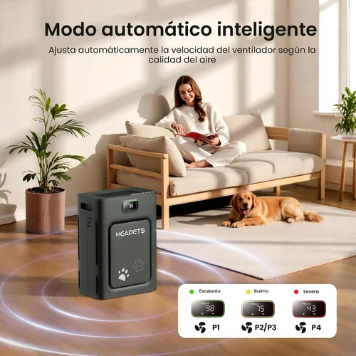 Vista 8 de Purificador de aire para mascotas para el hogar, habitación grande, 2500 pies cuadrados, filtro lavable HEPA H13 de doble cara, limpiador de aire
