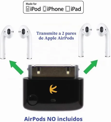 Vista 3 de i10 (Negro): divisor de transmisor estéreo Bluetooth, compatible con Apple iPod/iPhone/iPad. Funciona bien con 2 juegos de AirPods de Apple.