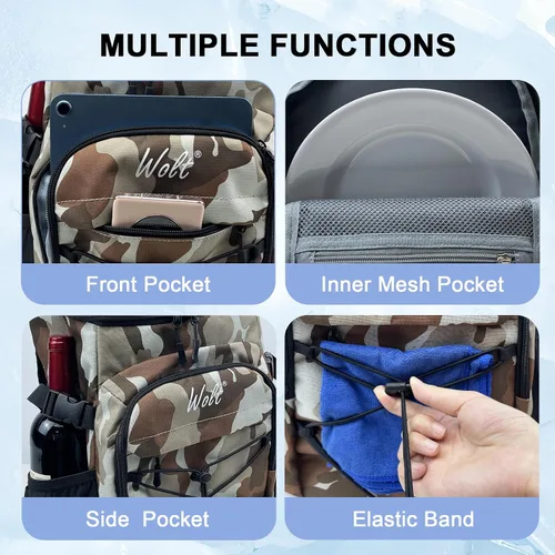 Vista 4 de WOLT Mochila enfriadora, 24 latas aisladas, a prueba de fugas, ligera y suave, enfriador de camping, enfriador de playa de gran capacidad, mochila