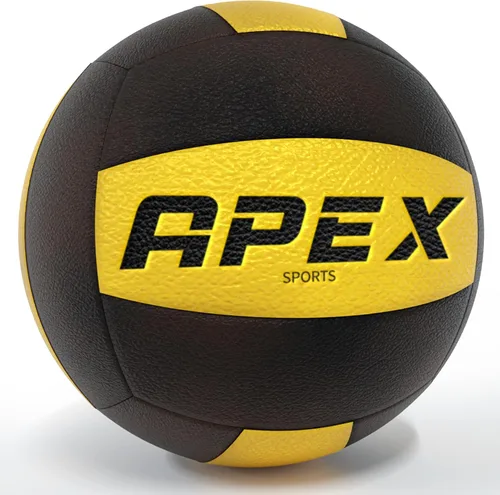 Vista 2 de Apex Sports Voleibol profesional - Tamaño y peso oficiales, calidad premium, alta visibilidad, negro y amarillo, ideal para juegos competitivos