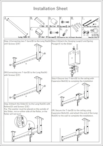 Vista 9 de Percha para saco de boxeo de techo con rodillo, colgador de bolsa pesada, alta capacidad de carga, montaje en techo de pared, ahorro de espacio, 42
